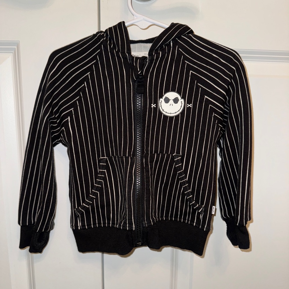 Black and White Pinstriped Hoodie Jack Skellington Disney Bamboo Little Sleepies